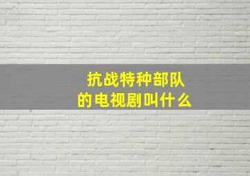 抗战特种部队的电视剧叫什么