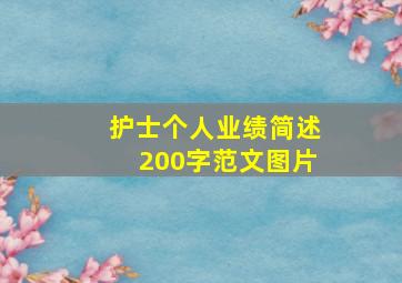 护士个人业绩简述200字范文图片