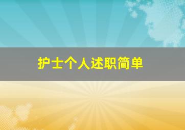 护士个人述职简单