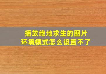 播放绝地求生的图片环境模式怎么设置不了