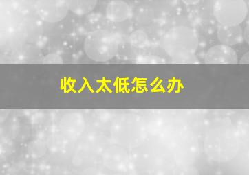 收入太低怎么办