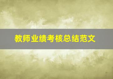 教师业绩考核总结范文