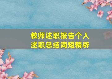 教师述职报告个人述职总结简短精辟