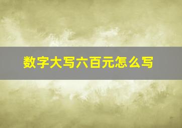 数字大写六百元怎么写