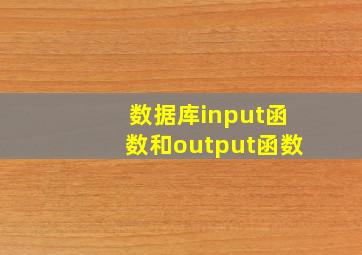 数据库input函数和output函数