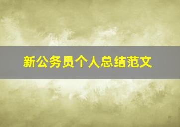 新公务员个人总结范文