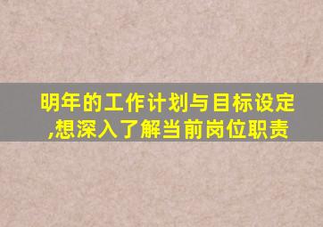 明年的工作计划与目标设定,想深入了解当前岗位职责