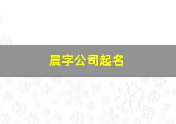 晨字公司起名