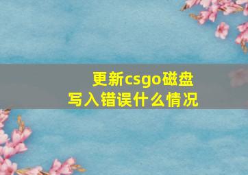 更新csgo磁盘写入错误什么情况