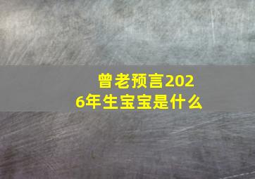 曾老预言2026年生宝宝是什么