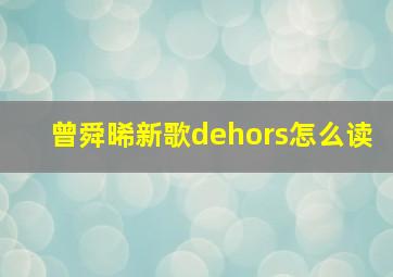 曾舜晞新歌dehors怎么读