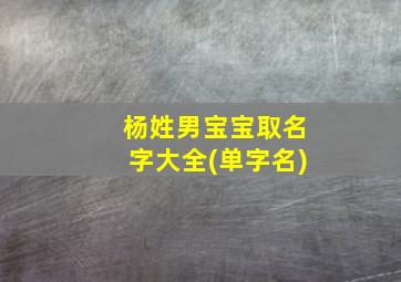 杨姓男宝宝取名字大全(单字名)