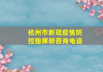 杭州市新冠疫情防控指挥部咨询电话