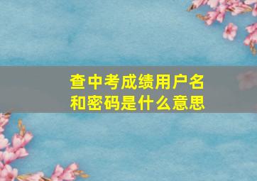 查中考成绩用户名和密码是什么意思