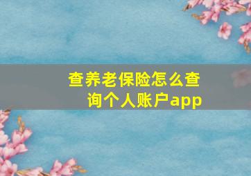 查养老保险怎么查询个人账户app