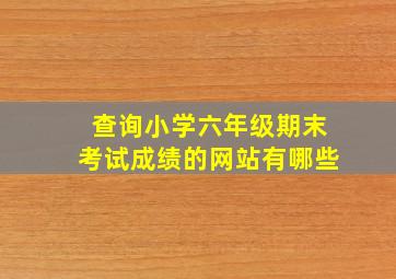 查询小学六年级期末考试成绩的网站有哪些