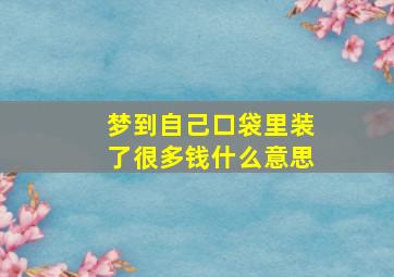 梦到自己口袋里装了很多钱什么意思