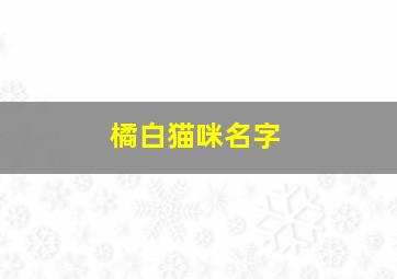 橘白猫咪名字