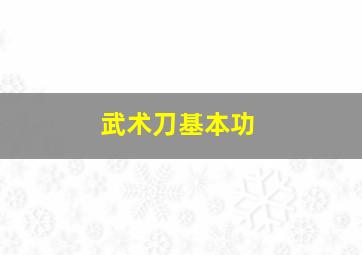 武术刀基本功