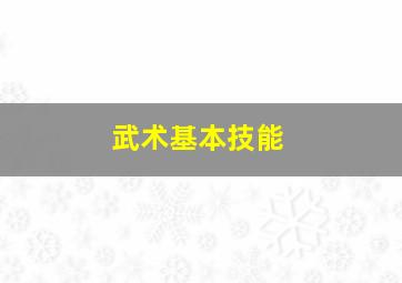 武术基本技能