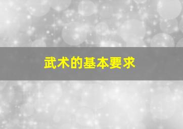 武术的基本要求