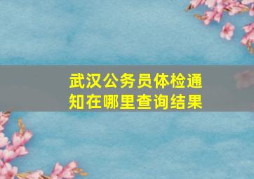 武汉公务员体检通知在哪里查询结果