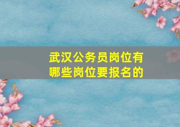 武汉公务员岗位有哪些岗位要报名的