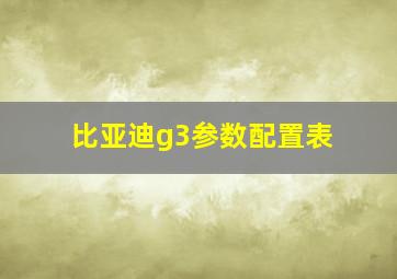 比亚迪g3参数配置表