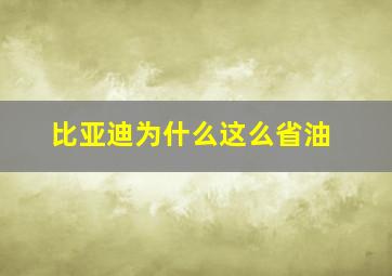 比亚迪为什么这么省油