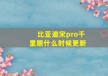 比亚迪宋pro千里眼什么时候更新