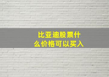 比亚迪股票什么价格可以买入