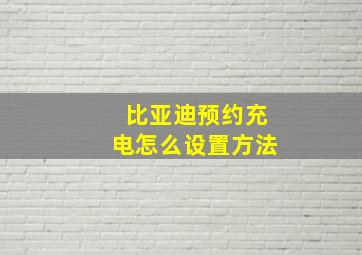 比亚迪预约充电怎么设置方法