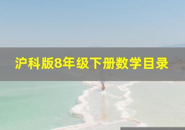 沪科版8年级下册数学目录