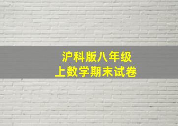 沪科版八年级上数学期末试卷