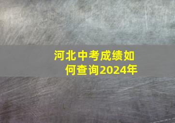 河北中考成绩如何查询2024年