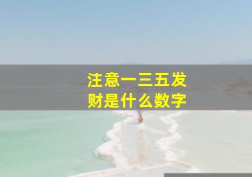 注意一三五发财是什么数字