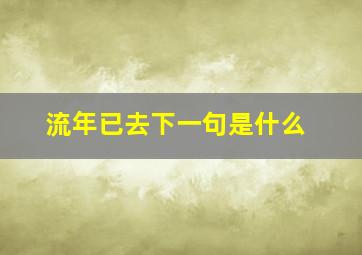 流年已去下一句是什么