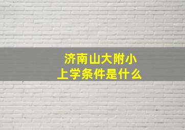 济南山大附小上学条件是什么