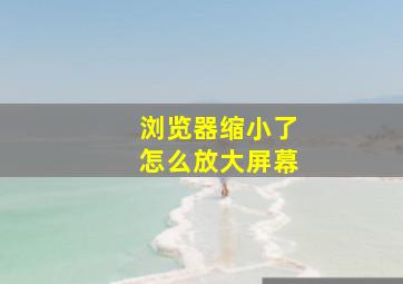 浏览器缩小了怎么放大屏幕