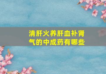 清肝火养肝血补肾气的中成药有哪些