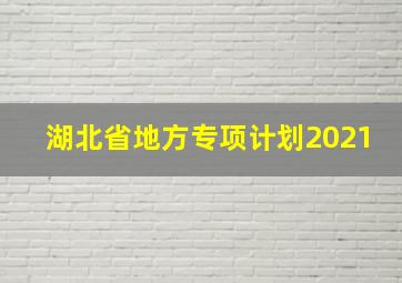 湖北省地方专项计划2021