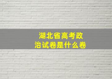 湖北省高考政治试卷是什么卷