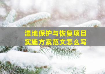 湿地保护与恢复项目实施方案范文怎么写