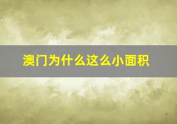 澳门为什么这么小面积