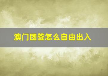 澳门团签怎么自由出入