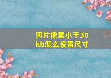 照片像素小于30kb怎么设置尺寸