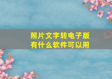 照片文字转电子版有什么软件可以用