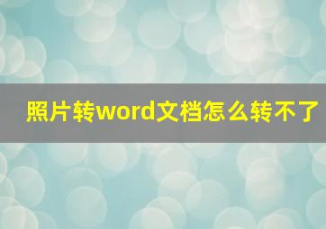 照片转word文档怎么转不了