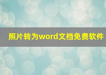 照片转为word文档免费软件