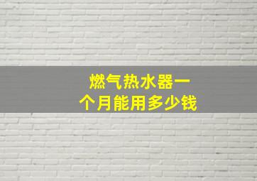 燃气热水器一个月能用多少钱